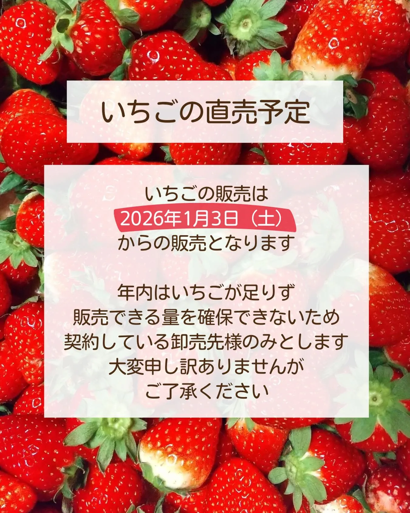 【直売のお知らせ】